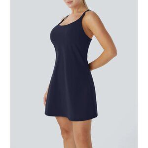 Halara Dress Cloudful Blue Racerback Padded Pocket Shorts Lined NWT